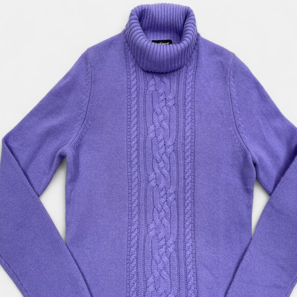 Lord & Taylor Women's Purple Cashmere Turtleneck Long Sleeve Sweater Small - Picture 2 of 7